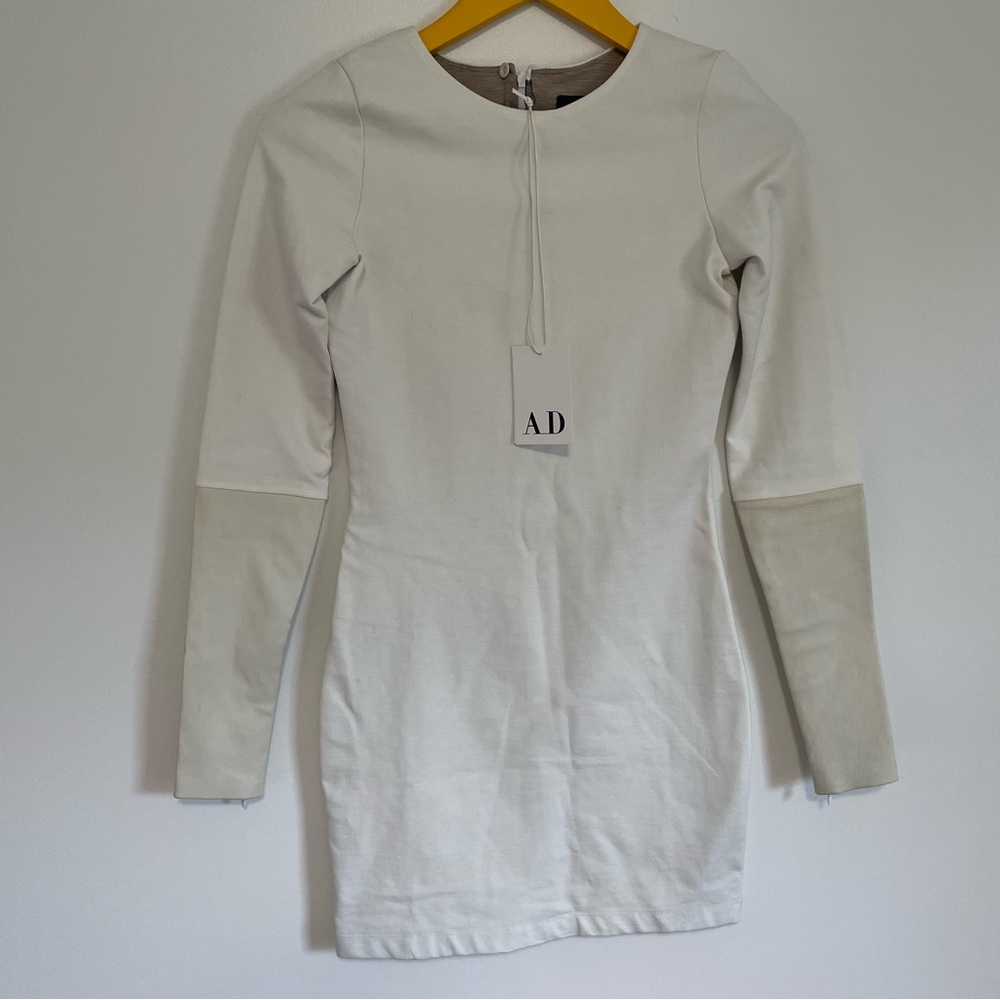 White Leather Cuff Mini Dress